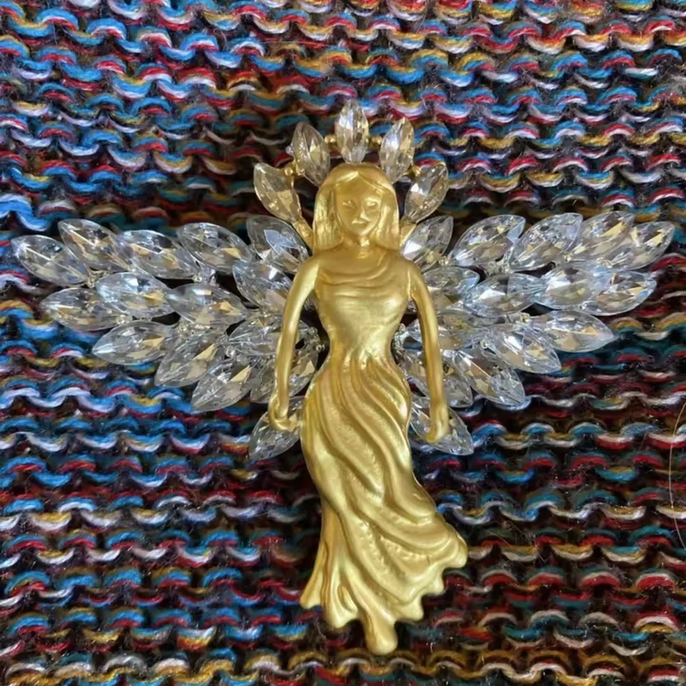 Angel Gold Crystal Brooch